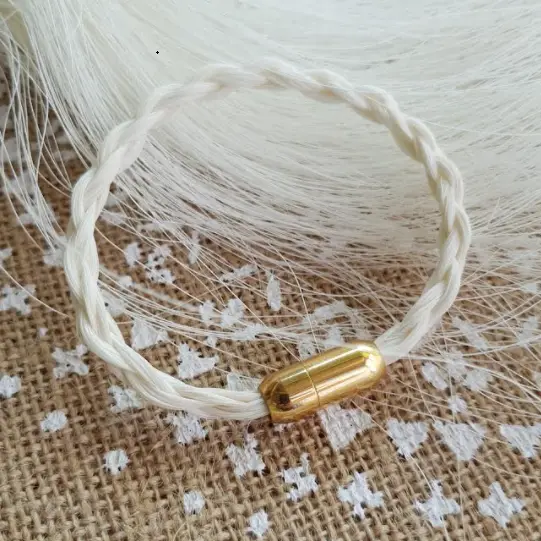 'Pill' horse hair and steel bracelet